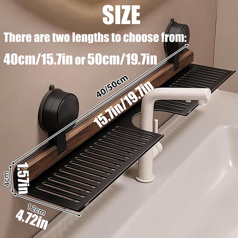 Ράφι Μπάνιου με Βεντούζα από Ξύλο Καρυδιάς Χωρίς Τρύπημα Αφαιρούμενο Ράφι Οργανωτής Μπάνιου Για Νιπτήρα Και Τοίχο Νιπτήρα Επιτοίχιο Με Βεντούζα