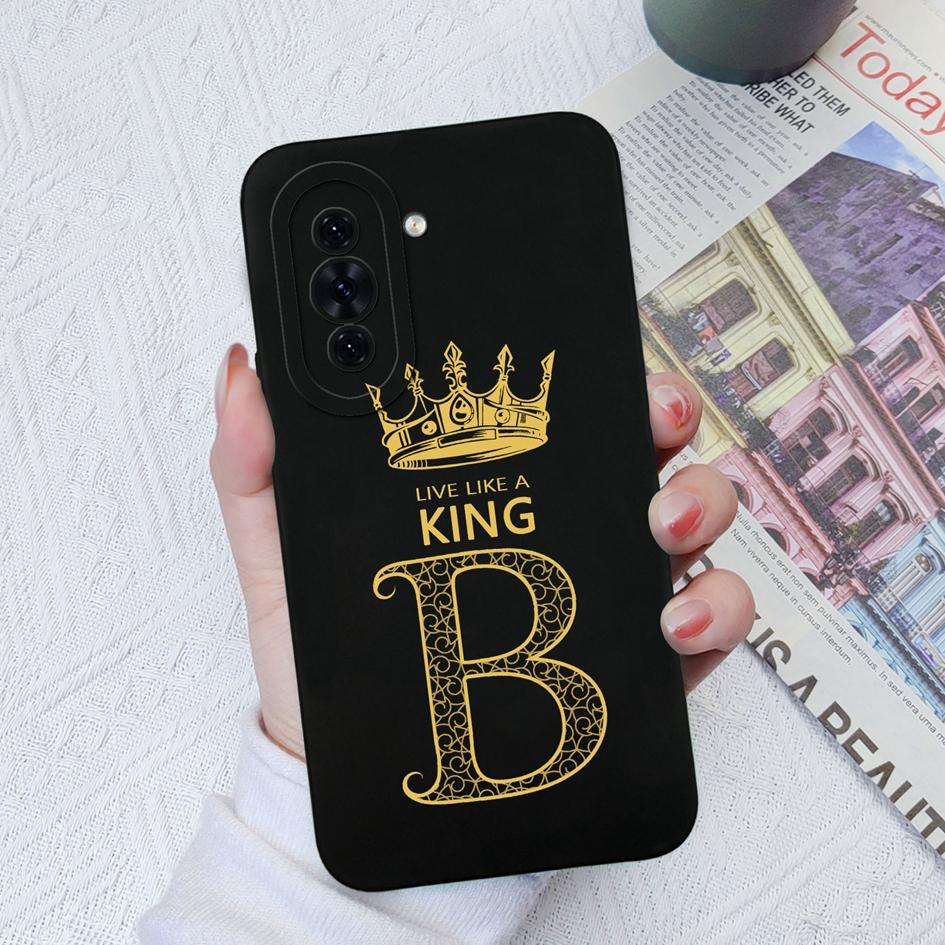Case For Huawei Nova 7 8 9 10 Pro SE 11 Pro 5T 4E 7i 8i Soft Liquid Silicone Matte Shockproof Protective Cover Luxury Crown Letters For Huawei Bumper