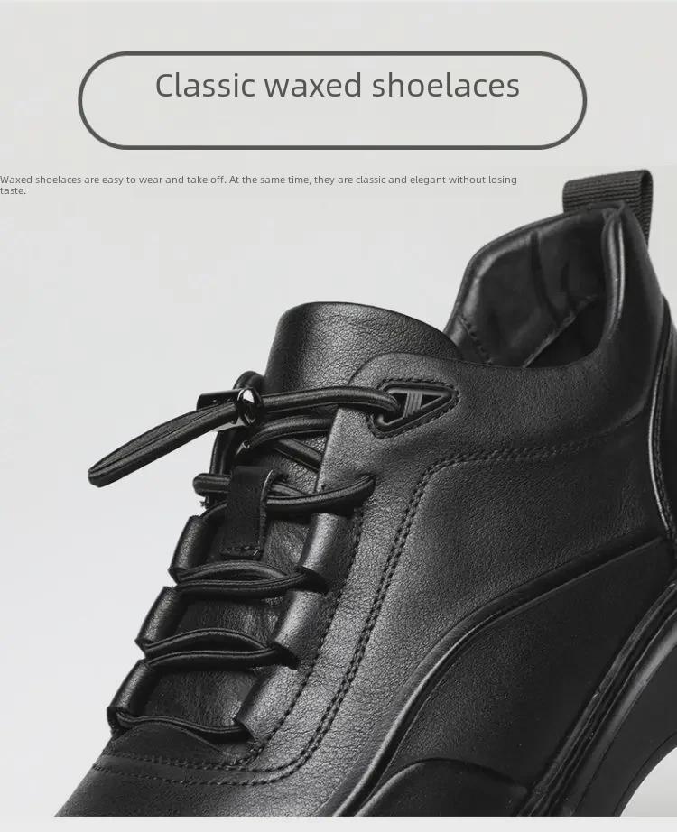 Men's Genuine Leather Sneakers: Trendy British Style Casual & Business Commuter Shoes with Round Toe.