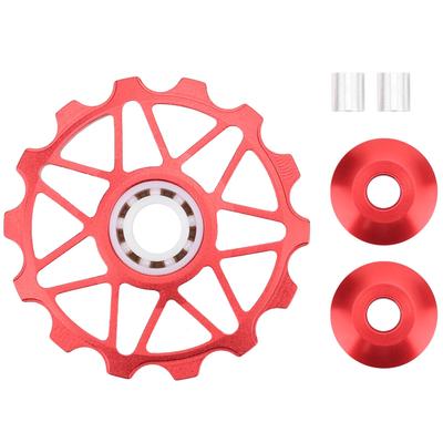 14T Rosso Mountain Bici da Strada Metallo Ceramica Cuscinetti Puleggia Guida Deragliatore Posteriore Ciclismo