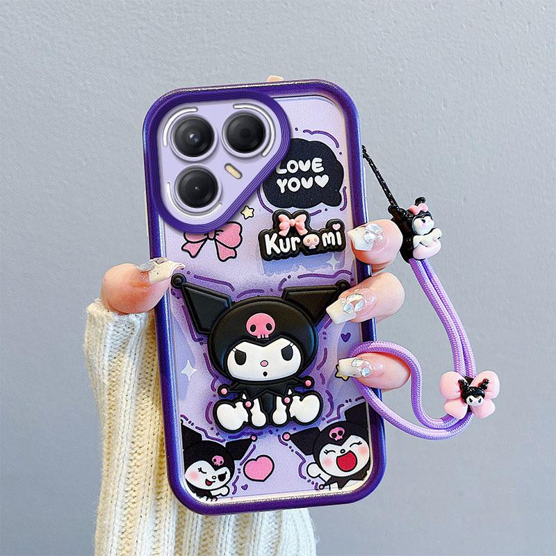 KEYSION Shockproof Case for TECNO Pova 7 Ultra 5G with Lanyard Soft Silicone Cute 3D Cartoon Doll Phone Back Cover for Pova 7 Ultra