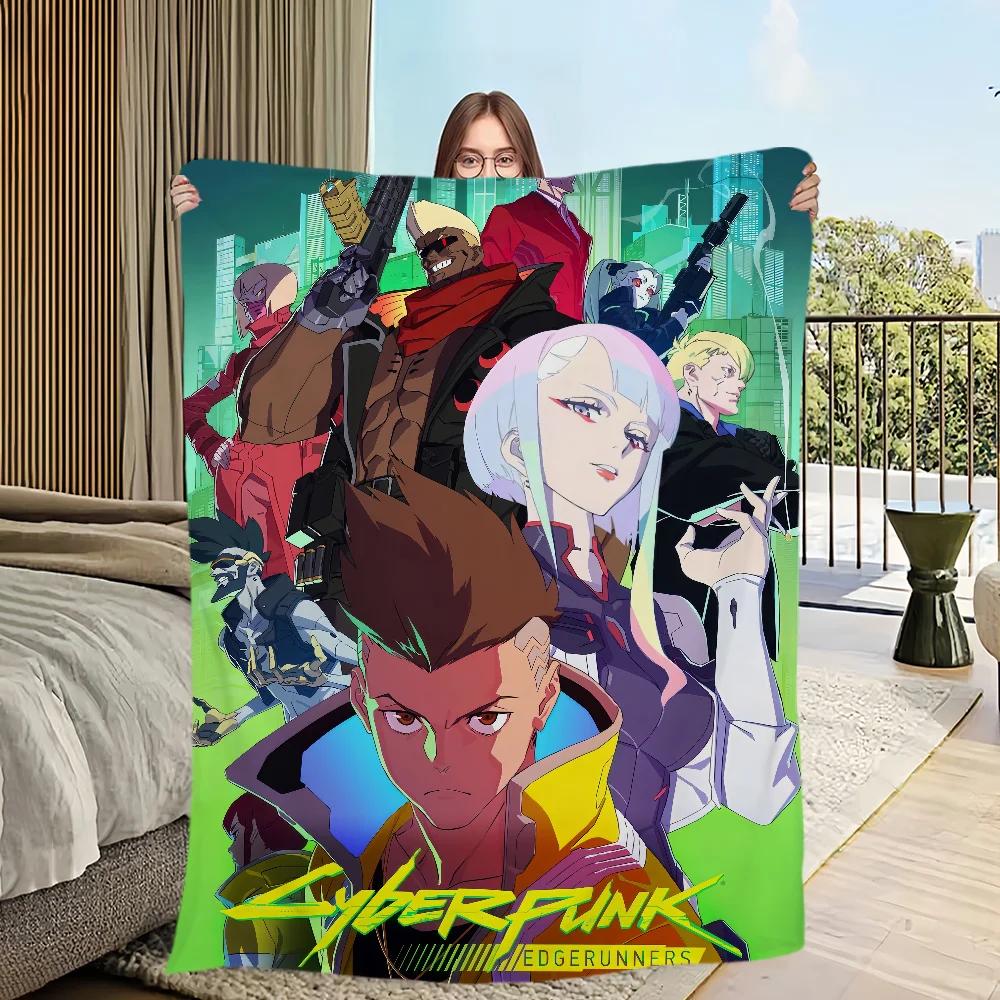 Cyberpunk Edgerunners Blanket Soft Cozy Plush Throw for Living Room Office Bedroom Perfect Birthday Gift for Kids and Gamers