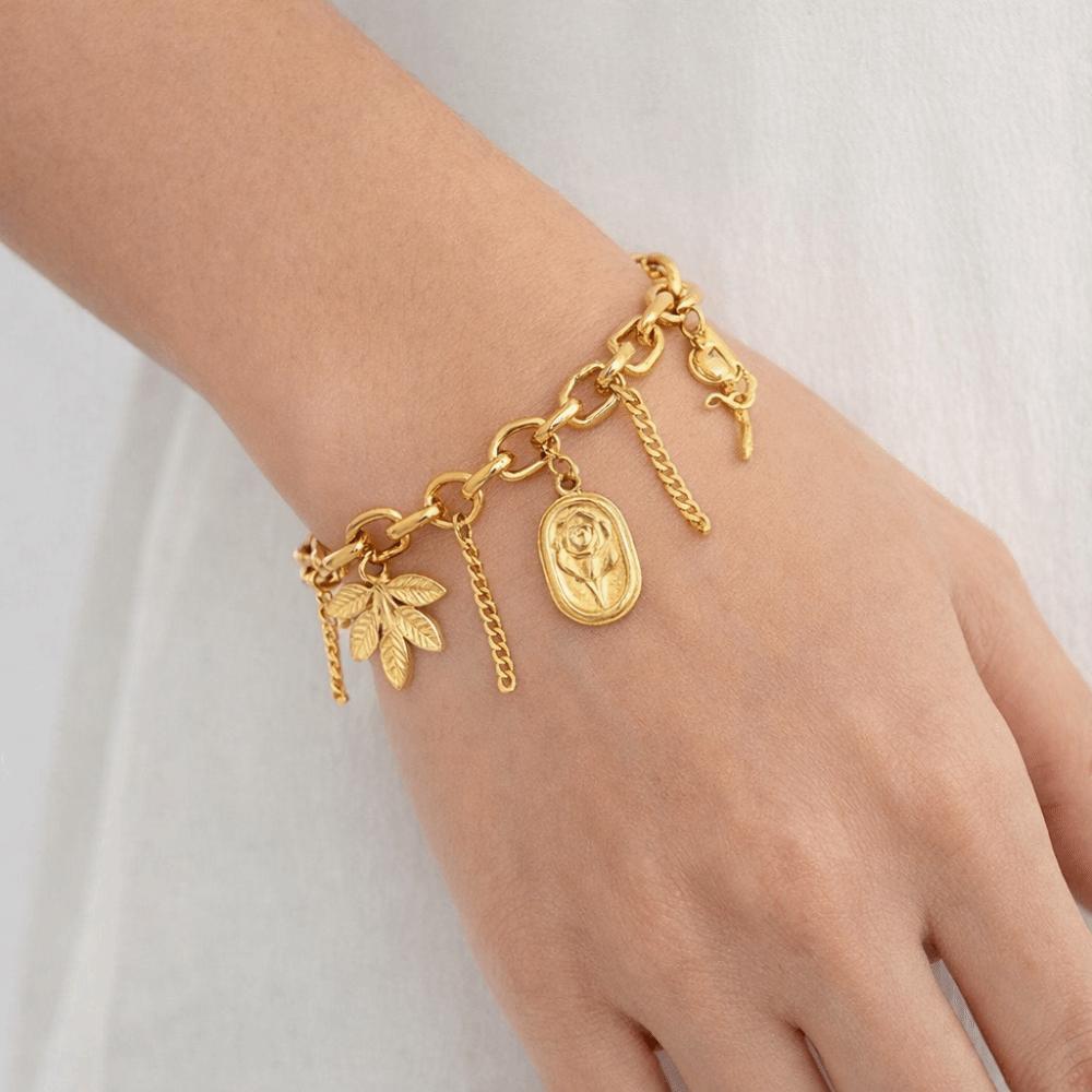 Bow Hollow Bracelet Love Heart Charm Bangle Elegant Gold Plated Bracelet  Party