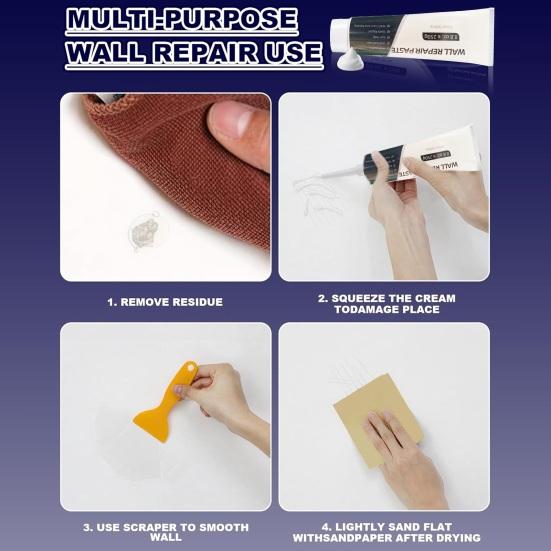 Efficient Drywall Repair Kit with Scraper, Wall Repair Paste Tube, Quick-Drying Wall Mending Agent, Wall Repair Paste, Multi-Functional Patch Paste