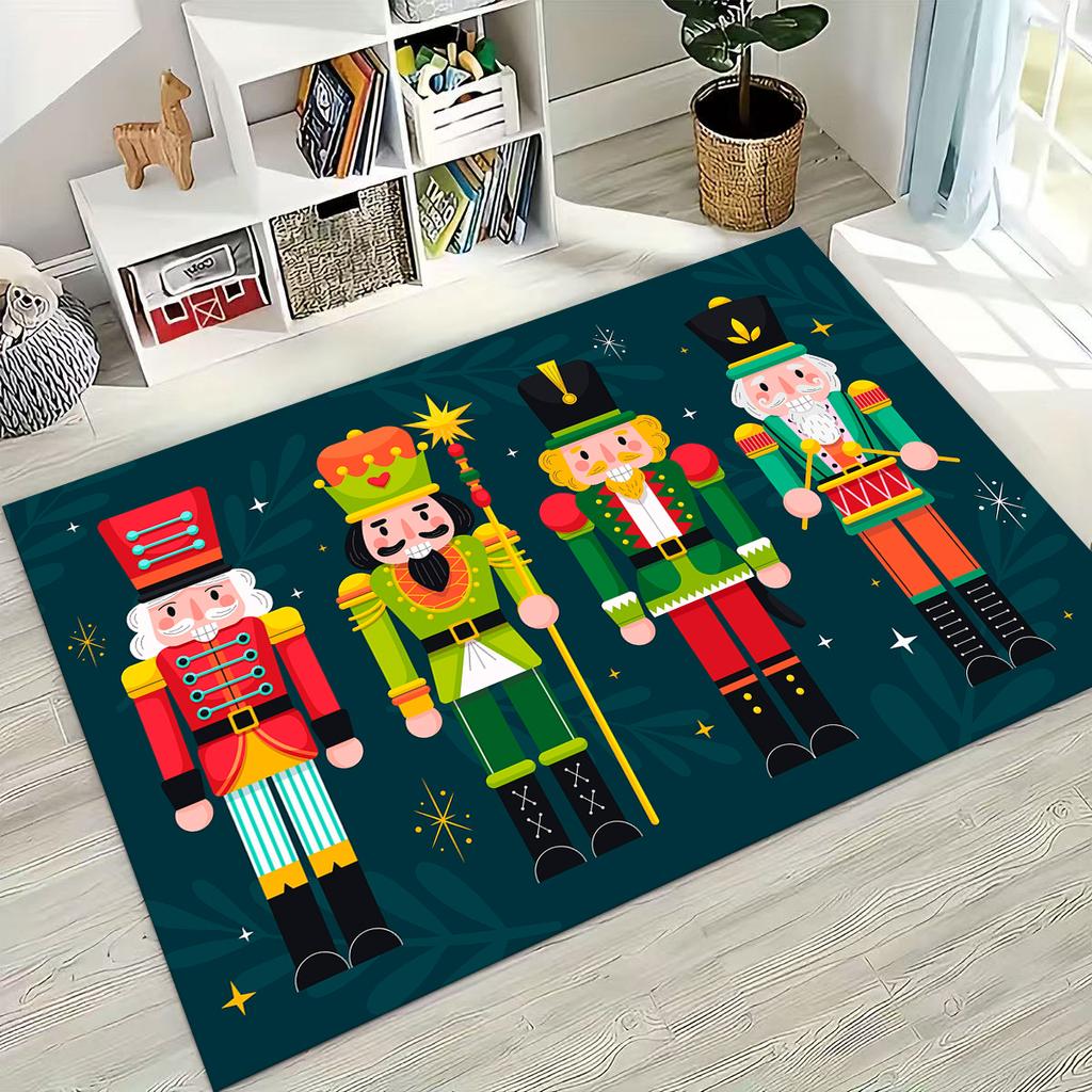 2026 New Nutcracker Merry Christmas Tree Cartoon Puppet Gift Carpet Rug for Bedroom Living Room Sofa Home Doormat Decor,Non-slip