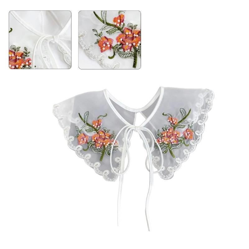 Elegant Lady False Collar Sewing Applique Necklines Decorative Coat Shirt Sweater Embroidery Flower False Collar