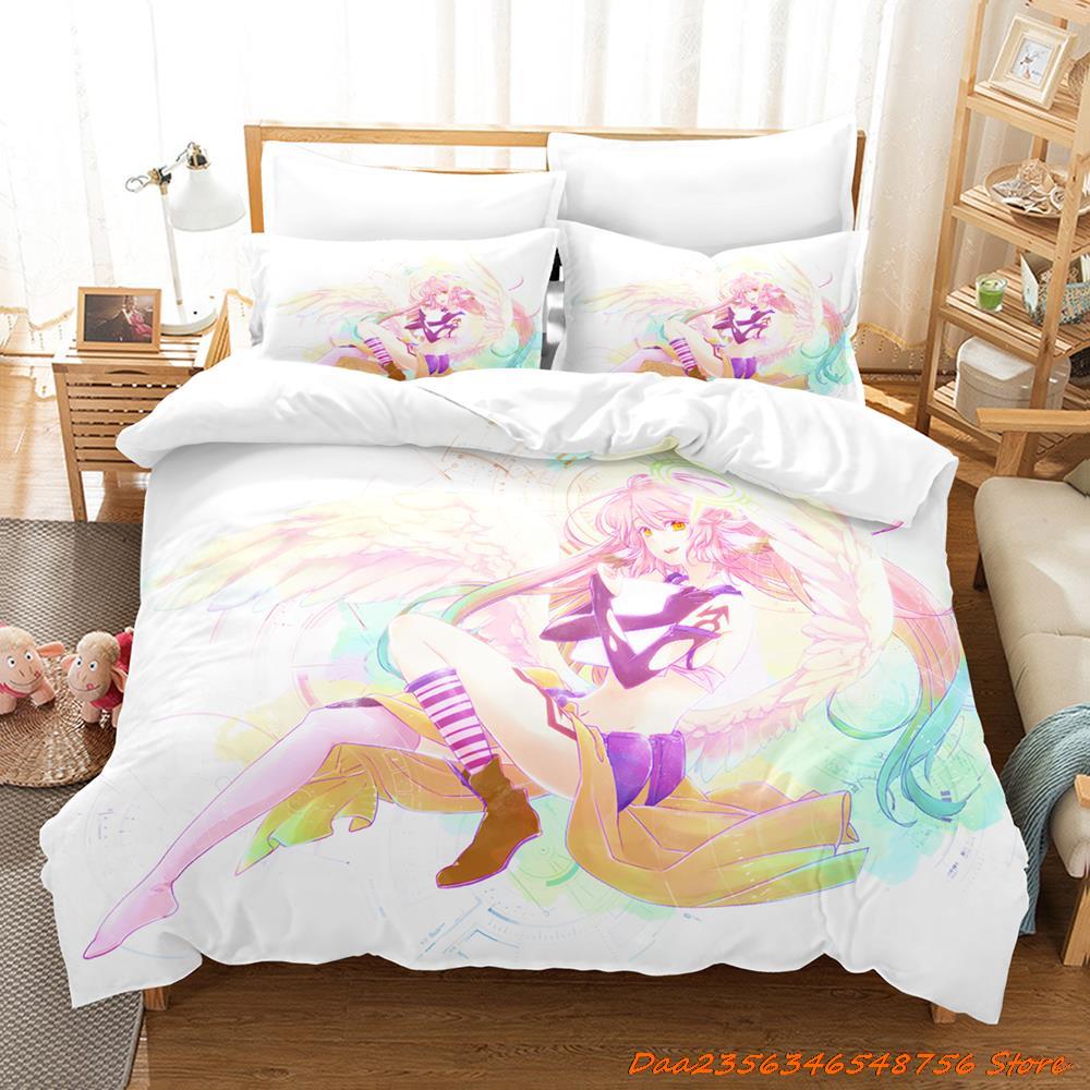 New Personelity New No Game No Life Bedding Set Cartoon Anime Three-Piece Set Adult Kid Bedroom Duvetcover Sets 3D Kawaii Girl