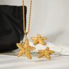 Diamond-encrusted star necklace, light luxury versatile five-pointed star stud earrings, fade-resistant versatile jewelry