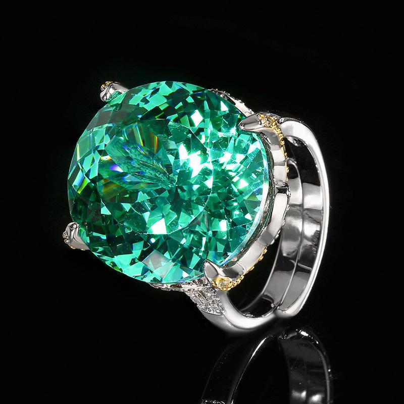 Jewelry Copper Bottom Gold-Plated Simulation Bird'S Nest Cut Colorful Treasure Color Retro Ring 18 * 20