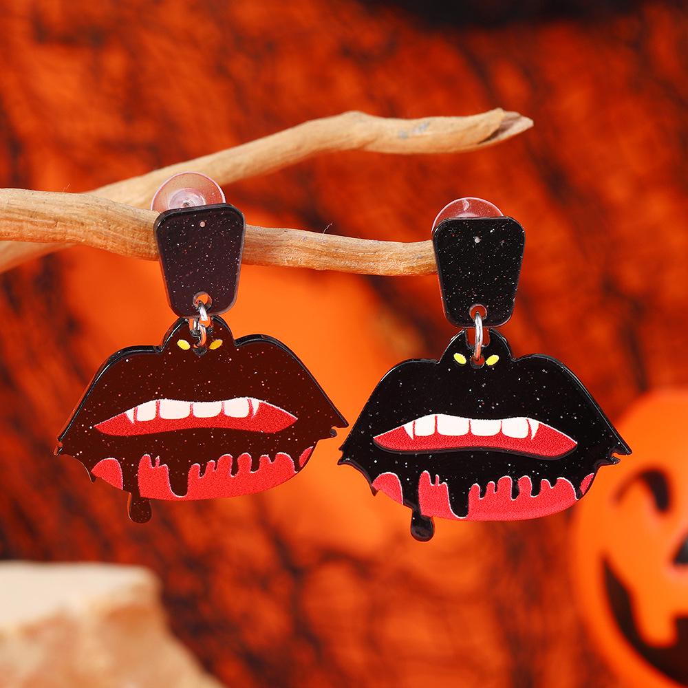 Fashionable Acrylic Ghost & Skull Pumpkin Earrings