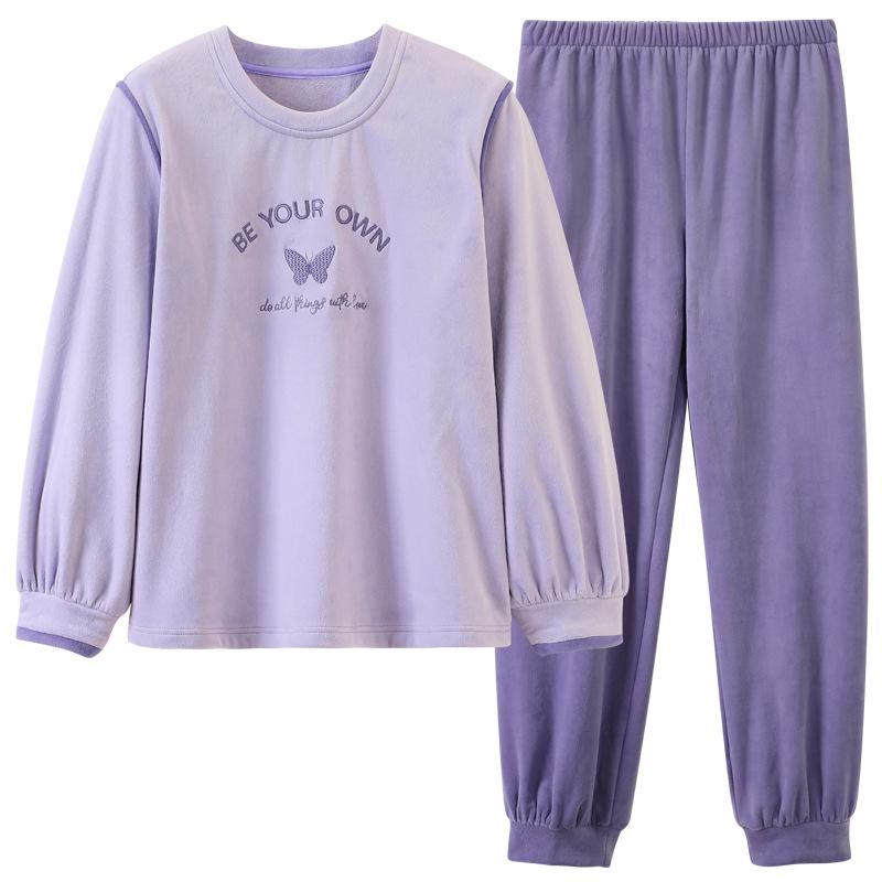 Island Fleece Pajamas Women'S Autumn And Winter Thin Fleece Warm Can Be Worn Outside Loungewear Winter Women'S Coral Fleece Casual Suit