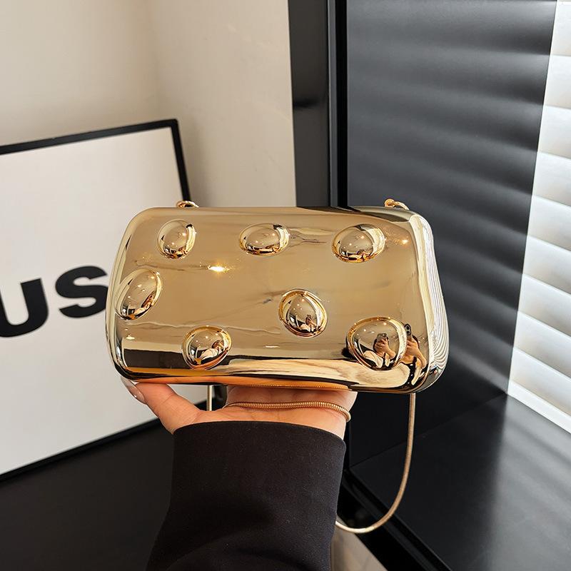 Gold Metal Closure Box Clutch Bag Women Evening Wedding Party Cute Purse Bag Handbags Silver Spring Fashion