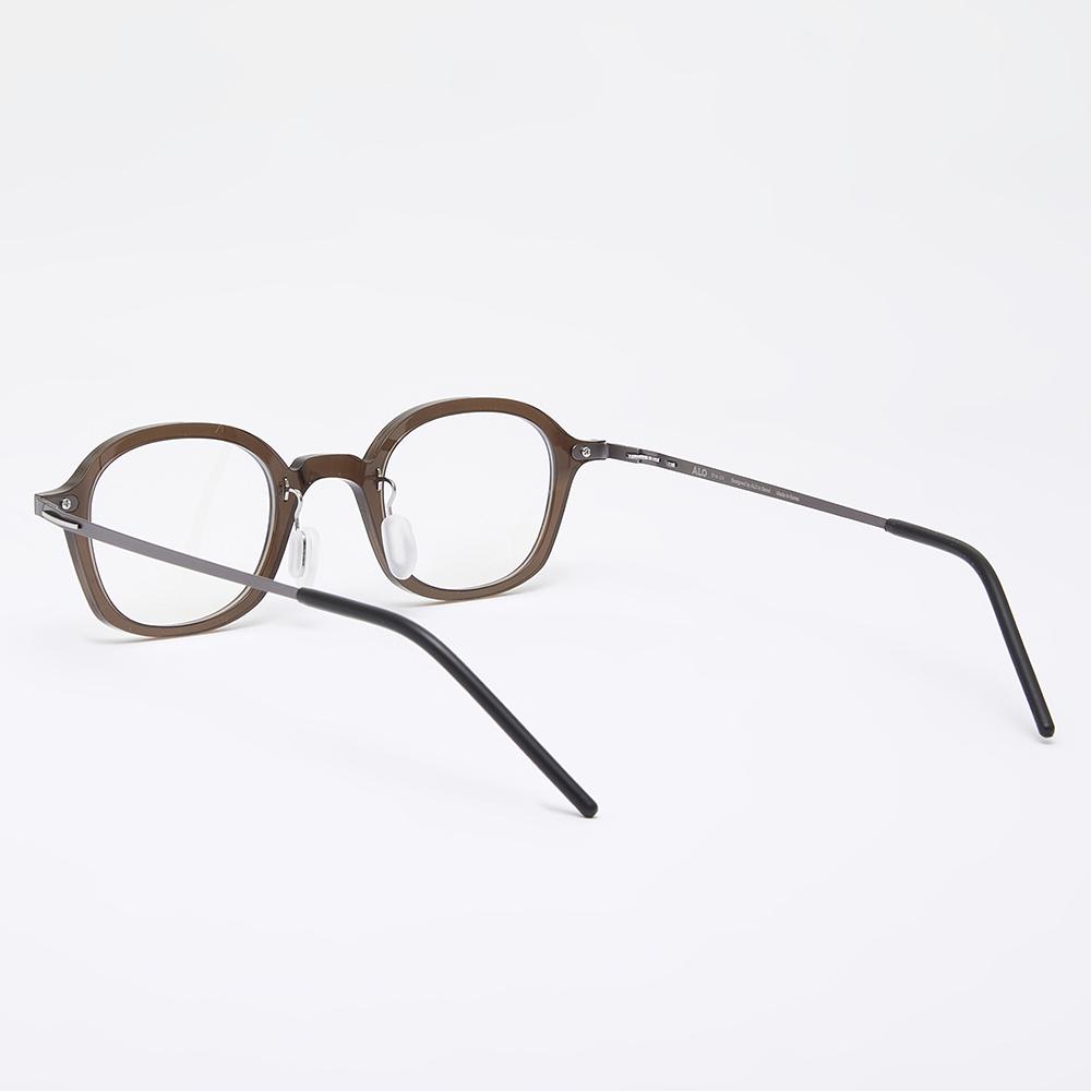 Alloaiweeo [The Air] Al5509 1310G Oriental Square Ultra-Lightweight Eyeglass Frame Khaki Blue Light Lens Selection
