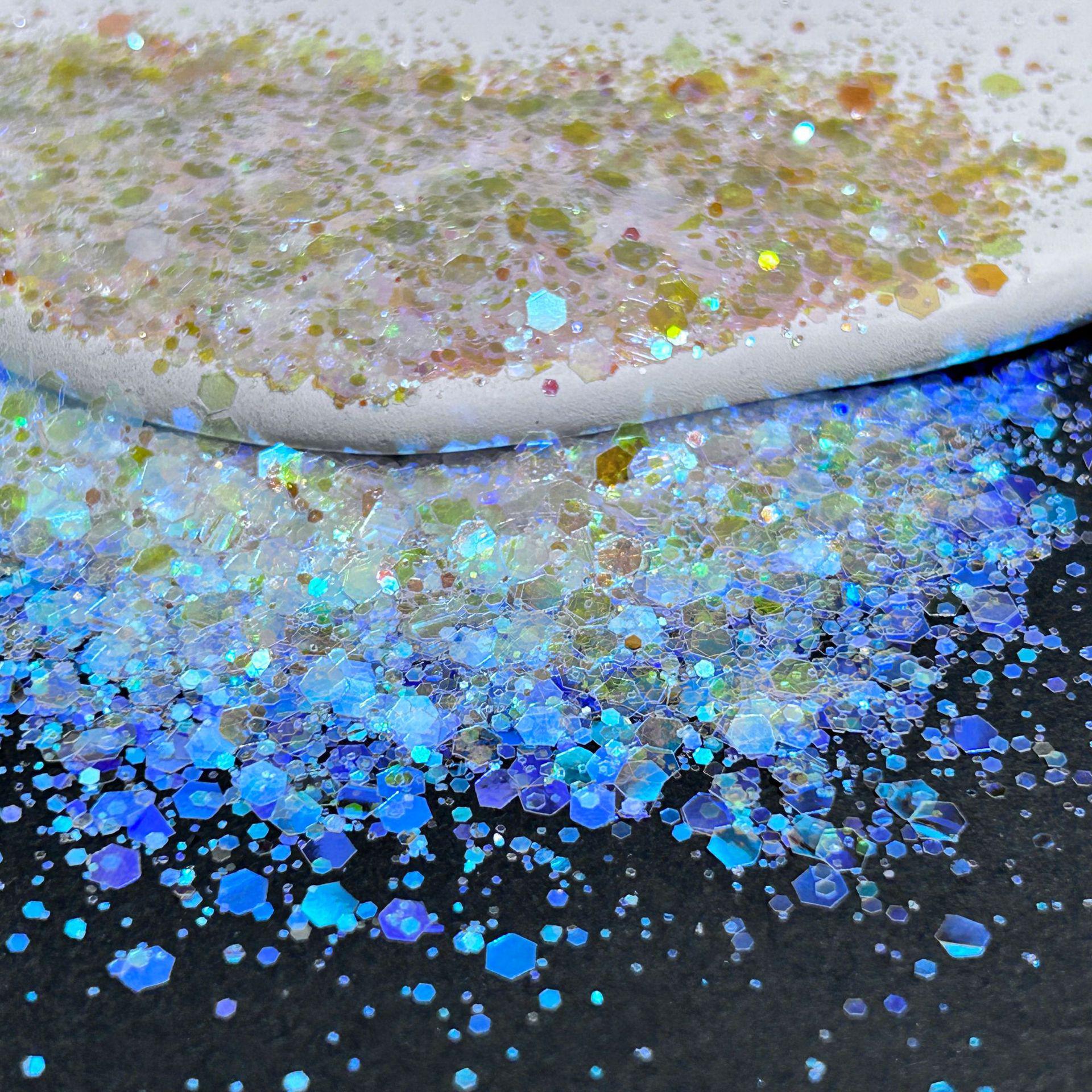 

Высокоглянцевый дихроичный синий свет глиттер для ногтей - Полупрозрачная жидкая игрушка-перетекашка для DIY украшений для нейл-арта.