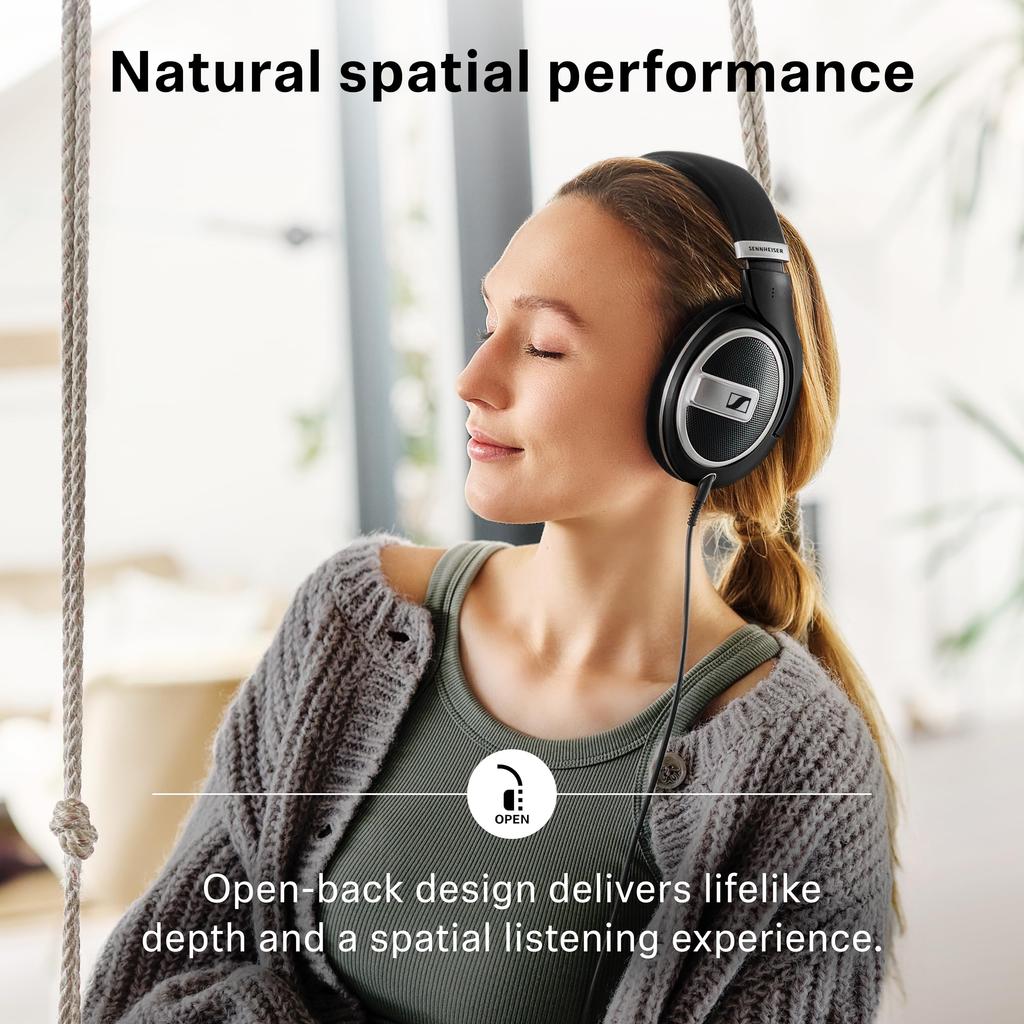Sennheiser HD 599 SE Studio Premium Natural and Balanced Sound Comfortable Suitable for and Black Open-Back Headphones, Wired, Design, Quality, Fit,