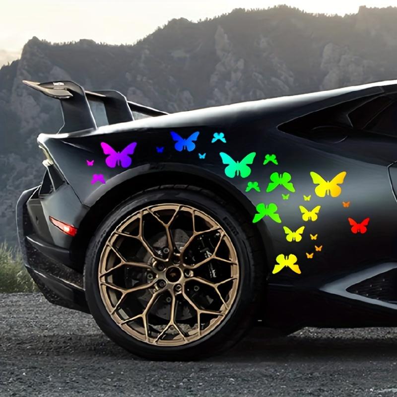 62 шт. Розовые наклейки на автомобиль с бабочками - Виниловые наклейки из ПВХ для бампера, боковой двери и стайлинга кузова, Водонепроницаемые и прочные, с праздничной тематикой для Хэллоуина,
