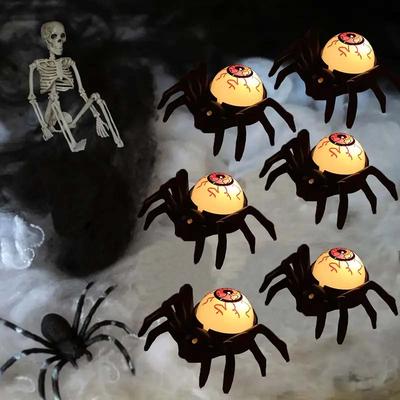 Halloween LED Eyeball Lights Creepy Spooky Glowing Pumpkin Candle Light Prop for Haunted House Indoor Party Decoration Supplies