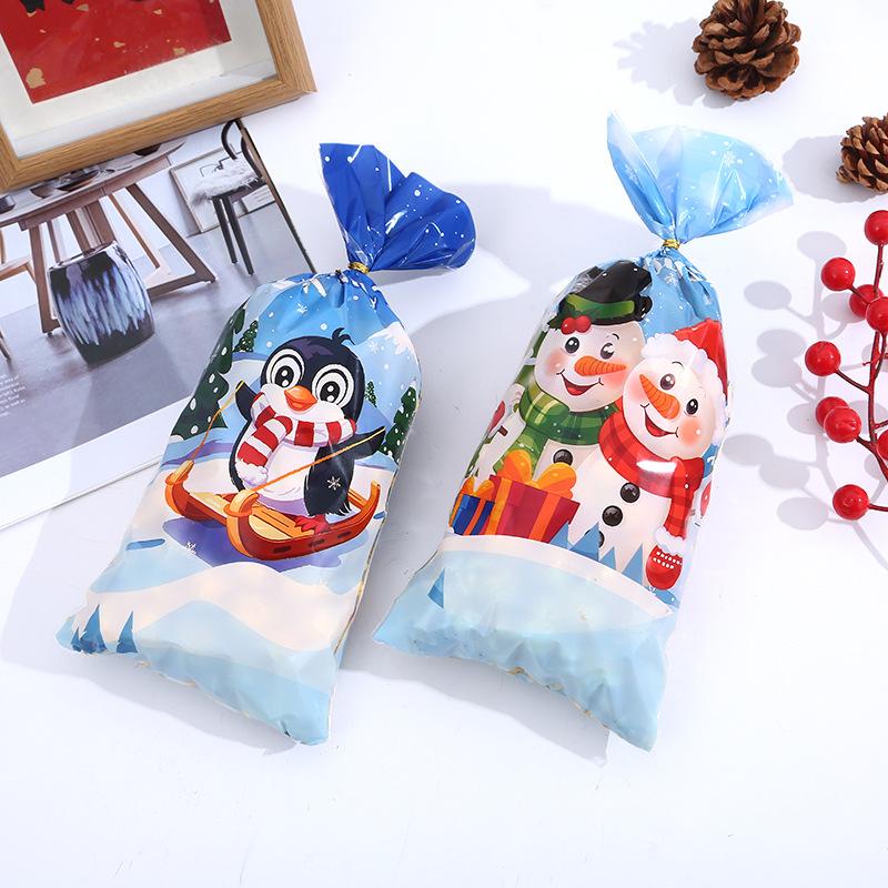 50/100Pcs Christmas Gift Bags Christmas Decorations For Home 2025 Xmas Gifts New Year 2026 Santa Claus Snowman Packaging Bags