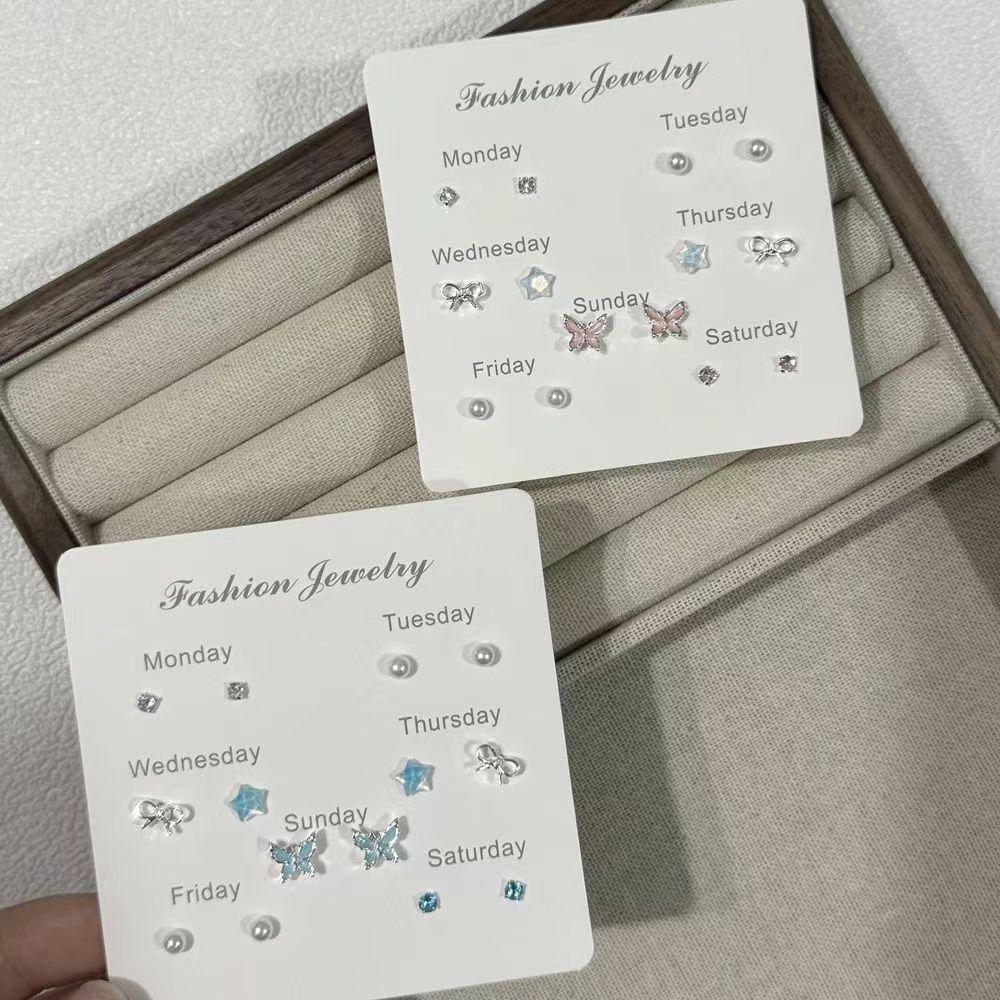 Neuer Niedlicher Schmetterling Stern Perlen Stecker Ohrringe Für Damen Exquisite Mini Ohrringe Schmuck Geschenk Großhandel Direktverkauf