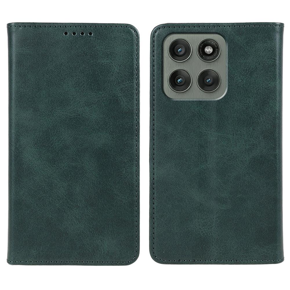 

For Motorola Edge 60 Pro 5G Case Strong Magnetic PU Leather Phone Cover Calf Texture Green