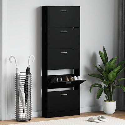 Vidaxl Schuhschrank, Schwarz, 59X17X169 Cm, Holzwerkstoff