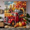 2pcs HD Harvest Festival Country Cottage Pumpkin truck decorative curtain under maple tree Yellow Tie digital printed curtain