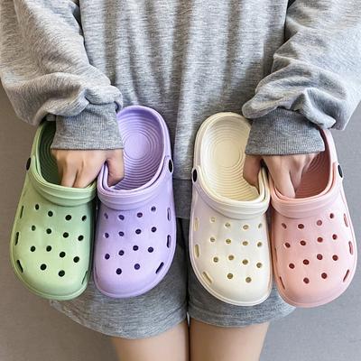 Mode Frauen Wasserdichte Hausschuhe Sommer Im Freien Frauen Rutschen Weiche Sohle Garten Schuhe Indoor Einfarbig Hausschuhe Löcher Schuhe