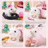Children Electric Simulation Bunny Plush Toy Girl Pet Cute White Rabbit Doll With Sound Animal DIY Change Clothes Game for Kids