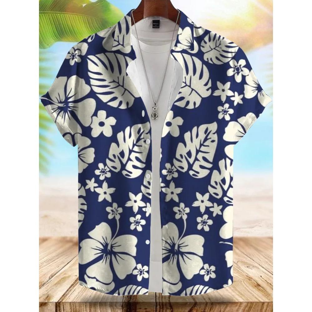 Seaside Hawaiian Style Men's Shirt Summer Vacation Casual Men's Short-sleeved Shirt Outdoor Beach Loose Comfortable Men's Shirt