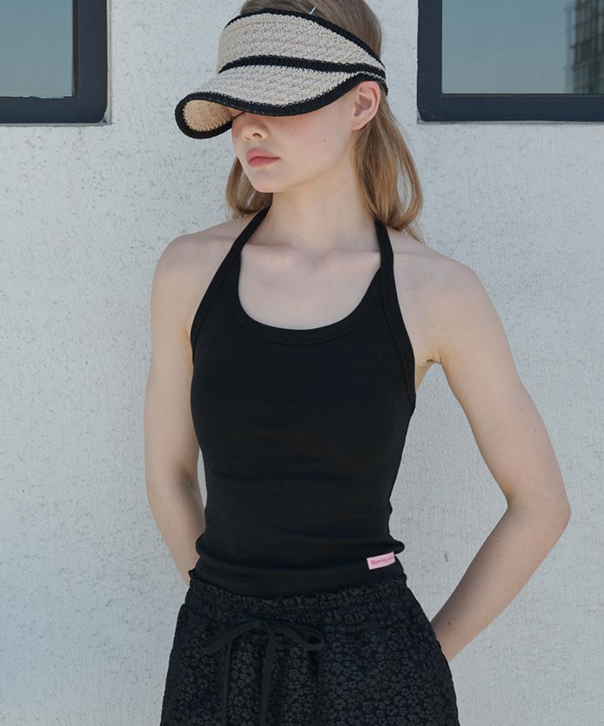 OPENING SUNSHINE Label Halterneck Jersey Top Black