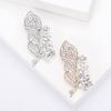 Rhinestone Leaf Brooches for Women Unisex Enamel Plant Pins Banquet Party Backpack Gifts Jewelry Accessories