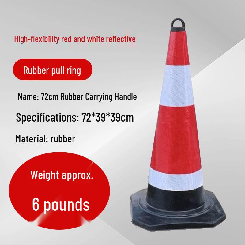 Reflective 90cm Rubber-Plastic Safety Cone with Ice Cream Handle for Road and Construction Use