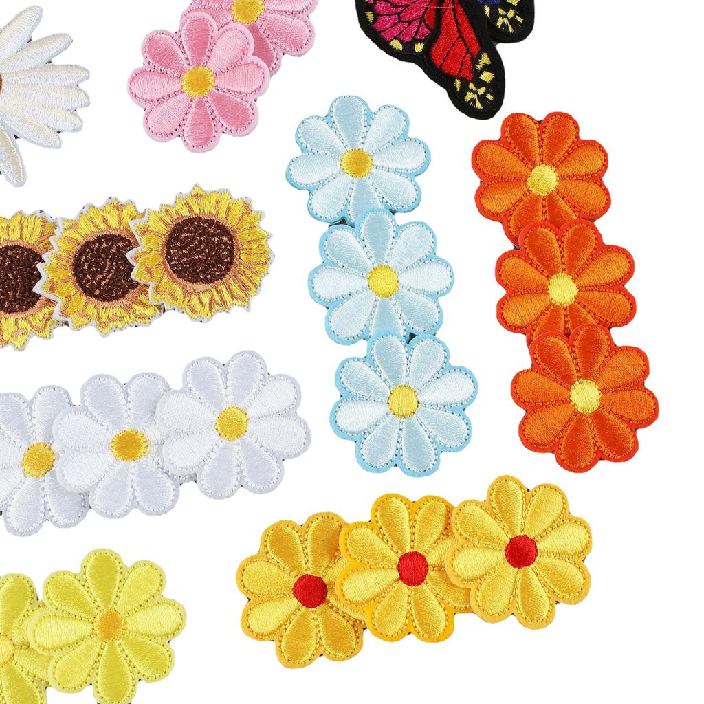 Computer Embroidery Label Cartoon Sunflower Patch Sticker Ironing Butterfly Embroidery Cloth Sticker Bag Decoration Small Red Flower Chapter Boy