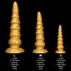 Extra Large Gold Ribbed Silicone Anal Plug Big Penis Realistic Dildo Toy Fisting Huge Dick
