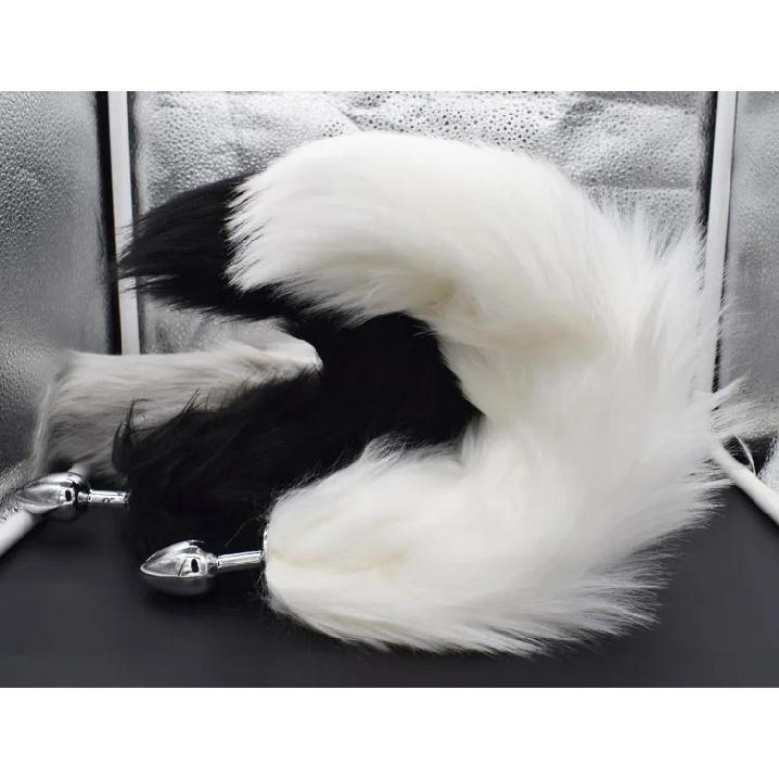 New Flexible L40cm Fox Tail Butt Plug with Curved Design Small Metal Anal Plug Sex Party Performance Couple Sex