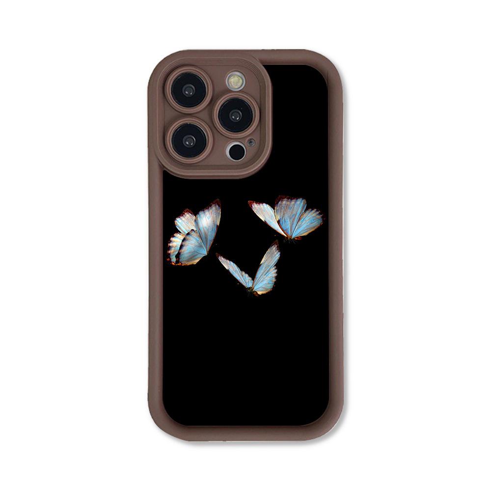 New Chinese blue butterfly for iPhone17 soft case mobile phone case 17ProMax simple 14 advanced 13 fine hole 12