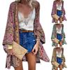 Long Sleeve Sun Protection Women Cardigan Quick Drying Summer Open Front Bohemian Floral Printed Shirt for Beach