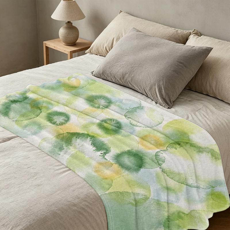 Abstract Watercolor Flannel Throw Blanket: No Shedding, Soft & Skin-Friendly, Warm for Home, Movie Nights, Halloween & Christmas Decor