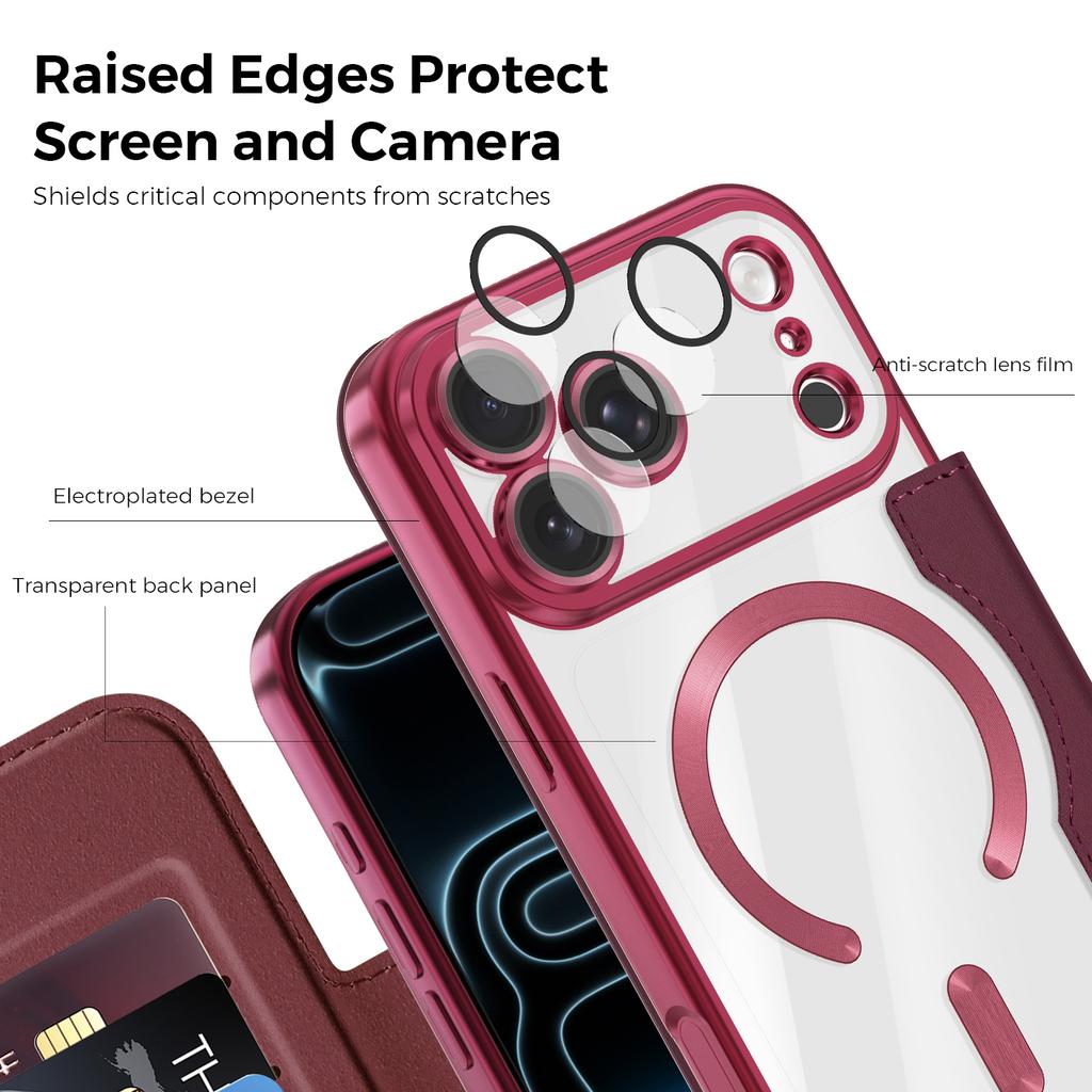 Magnetic Flip Card Slot Wallet Leather Phone Case Case for iPhone 18 Pro max 17 16 15 14 13 Shockproof For Magsafe RFID Cover