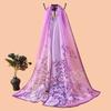 Écharpe Élégante en Mousseline à Imprimé Floral Étole Fine de Protection Soie Douce Longue Enveloppante Hijab Été