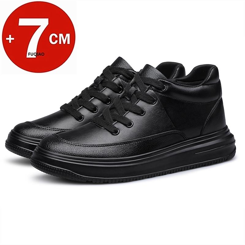 

Fashion New Man Lift Sneakers Brand Elevator Shoes For Men Hidden Heels White Shoes 7CM Height Increasing Shoes Men Casual Leather Shoes 37