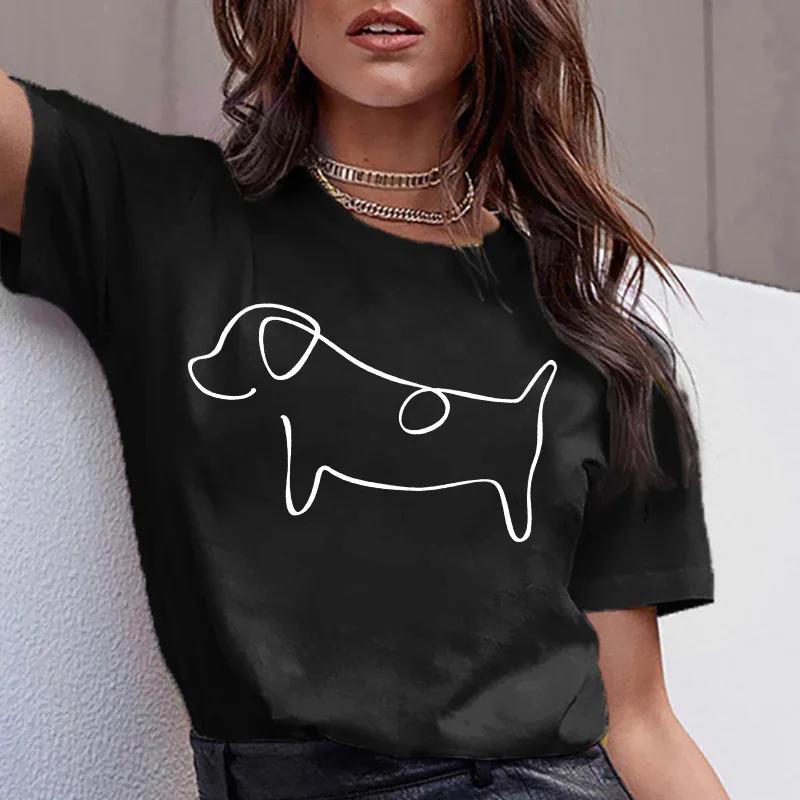 

Dachshund Pug Teckel Cute dog T-shirt Women kawaii Harajuku tops Female Summer aesthetic clothes ropa XS-4XL mujer 4XL
