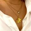 Elegant Gold Plated Flower Pendant Necklace Versatile Gold Bead Pendant Necklace for Women Enhances Any Outfit