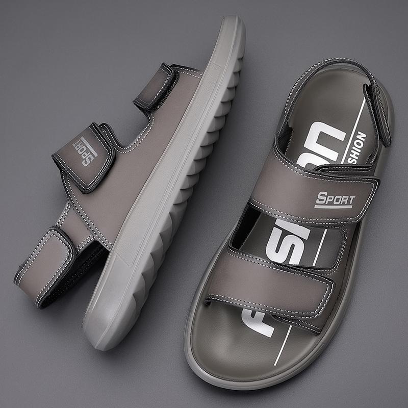 

Модные Новые Летние Минималистичные Дизайнерские Кожаные Мужские Сандалии Уличные Дышащие Повседневные Ручной Работы Удобные Модные Мягкая Подошва Пляжные Сандалии 38 серый