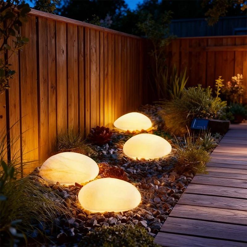 Solar Powered Lamp Simulation Pebble Courtyard Lamp Outdoor Garden Lawn Lamp Simulation Stone Trail Landscape Garden Decoration