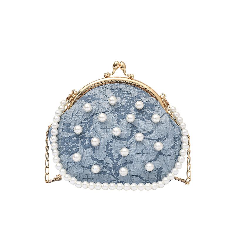 Bag women's bag 2025 summer little fresh girl small fragrant wind pearl portable crossbody shoulder clip buckle small square bag tide