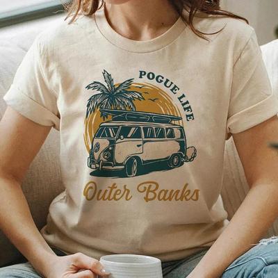 Outer Banks 3 T Shirt Frauen ästhetische Grafik Pogue Leben T-Shirts Unisex OBX North Carolina John B JJ Maybank Baumwolle T-Shirts