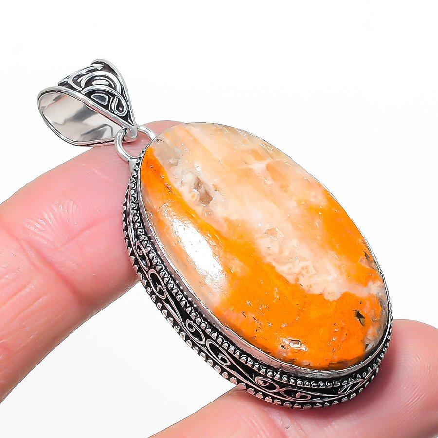 Natural Bumble Bee Jasper 925 Sterling Silver Jewelry Pendant 2.25 AP-14566