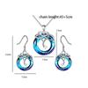 New Blue Ring Love Eternal Necklace Earrings Set Simple Fashion Crystal Pendant