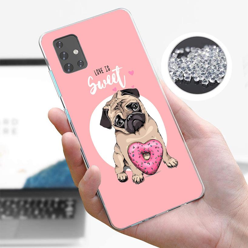 Love Pugs Cute Dog Cover Phone Case For Samsung Galaxy A12 A22 A32 A52 A72 A02S Phone Case Note 20 Ultra 10 S10 Plus A51 A71 A50